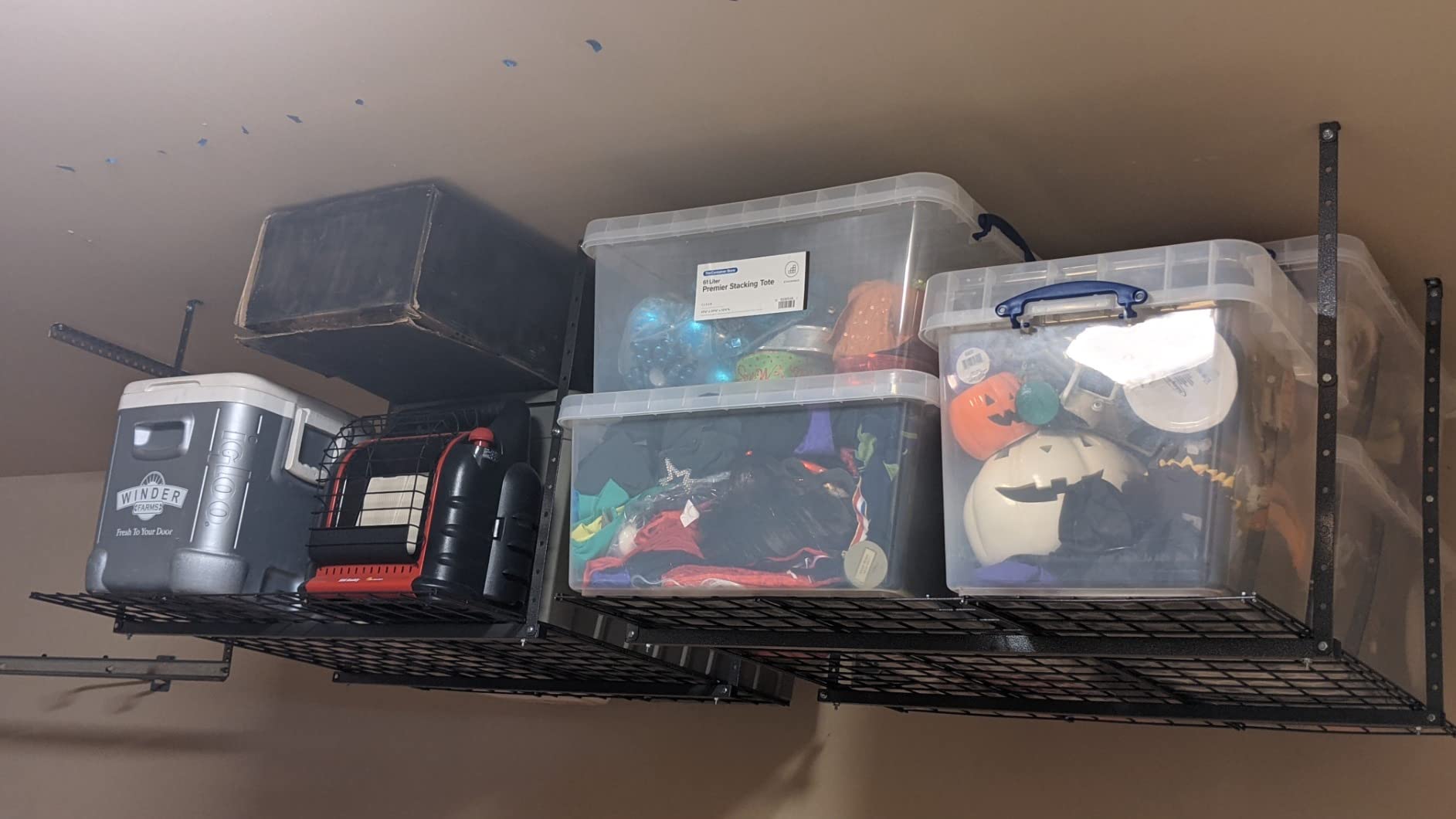 HyLoft Overhead adjustable Garage Storage Rack,Heavy Duty Steel Garage Storage System, 45-Inch x 45-Inch, White customer photo 1