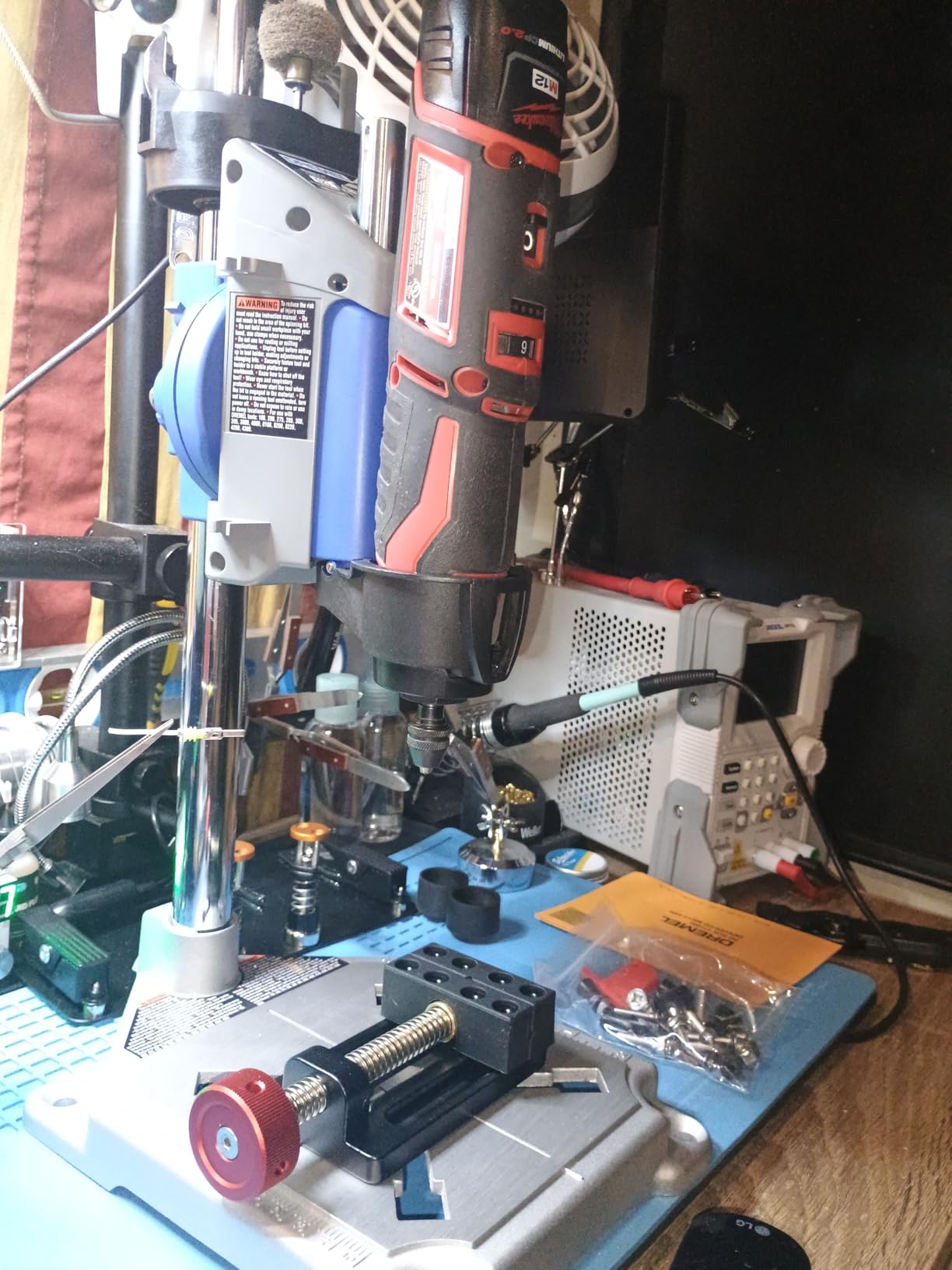 Dremel Drill Press Rotary Tool Workstation Stand with Wrench - Mini Portable Press & Tool Holder - 2 Inch Depth- Ideal for Drilling Perpendicular and Angled Holes - 220-01 customer photo 1