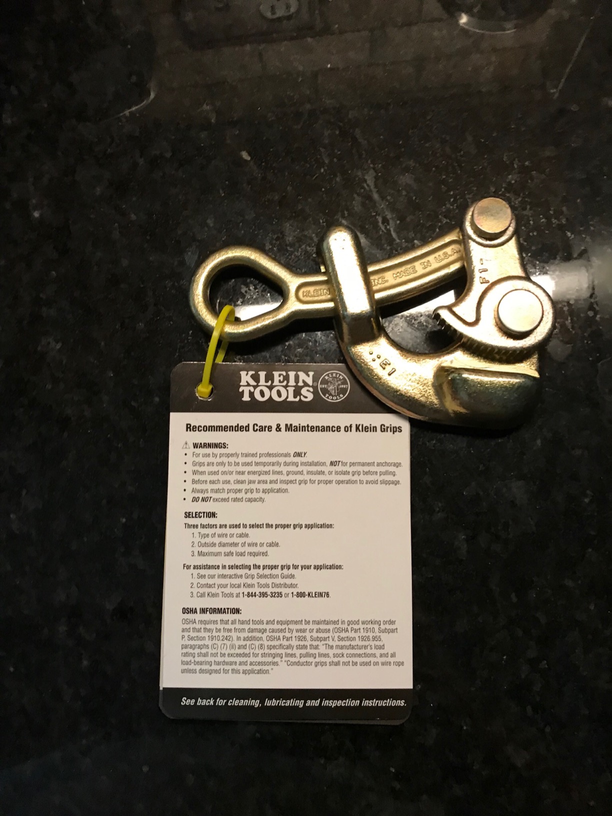 Klein Tools 1604-10 Grip, Made in USA, Haven's Grip Wire Pulling Tool for Wire Rope to 0.25-Inch, Maximum Load 2500-Pound customer photo 1