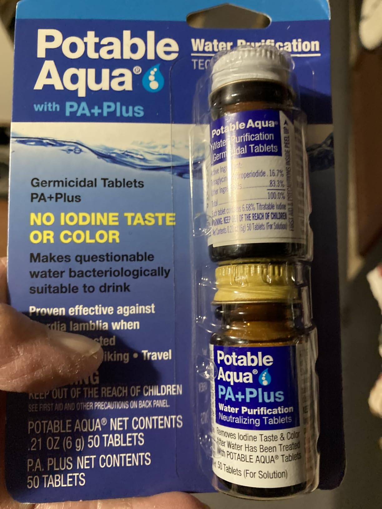 Potable Aqua Water Purification Tablets With PA Plus - Two 50 count Bottles customer photo 2