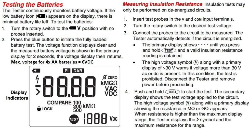 Fluke 1507 Digital Megohmmeter Insulation Resistance Tester, for Advanced Industrial and Electrical Insulation Testing, Offers Multiple Insulation Test Voltages: 50 V, 100 V, 250 V, 500 V, and 1000 V customer photo 1
