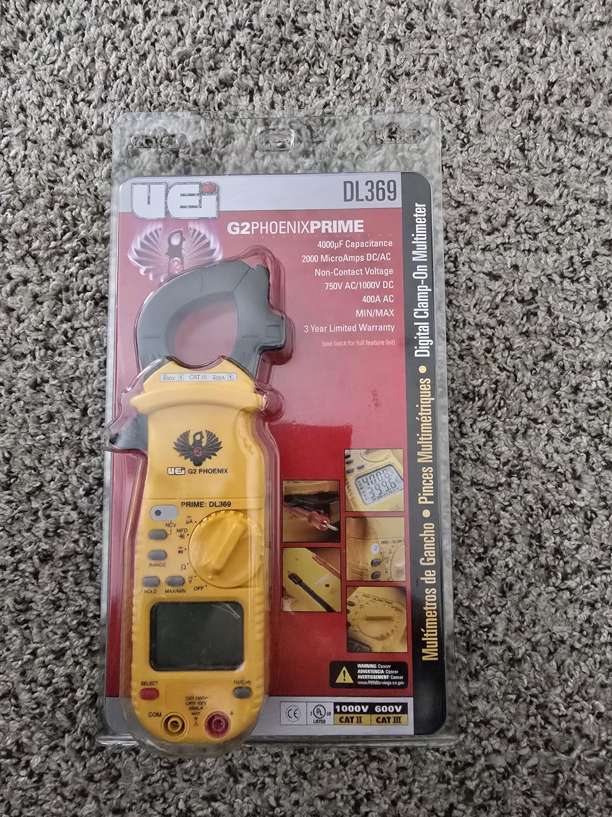 UEi DL369 Digital Clamp Meter HVAC Auto-Ranging 4000 Counts Volt Meter AC Amp Meter Measures AC Current AC/DC Voltage & Microamps Capacitance Resistance Diodes NCV Continuity Tester Live Wire Test customer photo 1