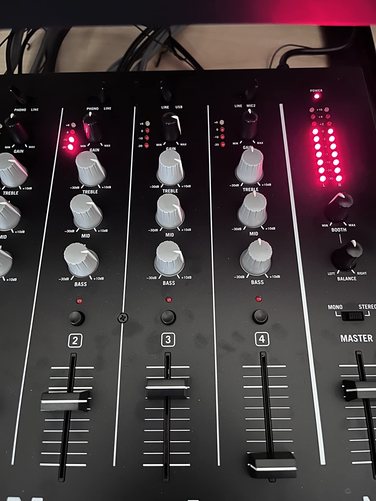 Numark M6 USB - 4-Channel DJ Mixer with Built-In Audio Interface, 3-Band EQ, Microphone Input and Replaceable Crossfader with Slope Control customer photo 2