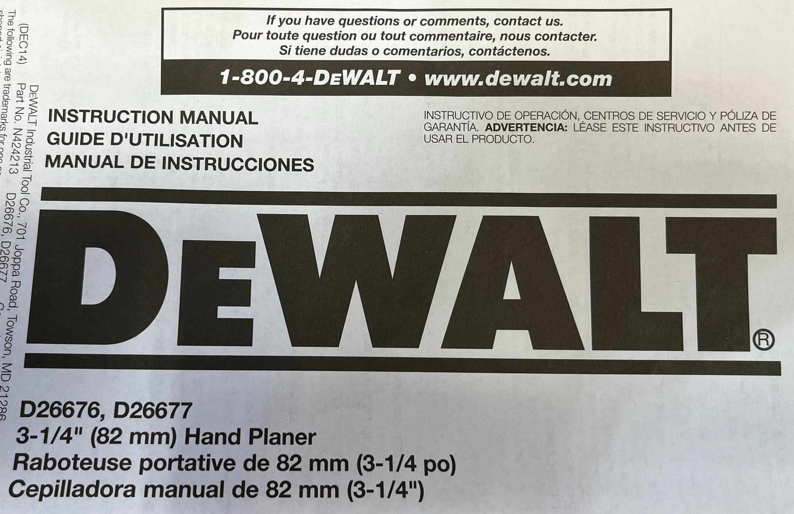 DEWALT Hand Planer Kit, 5.5-Amp, 3-1/4-Inch (D26677K) customer photo 1