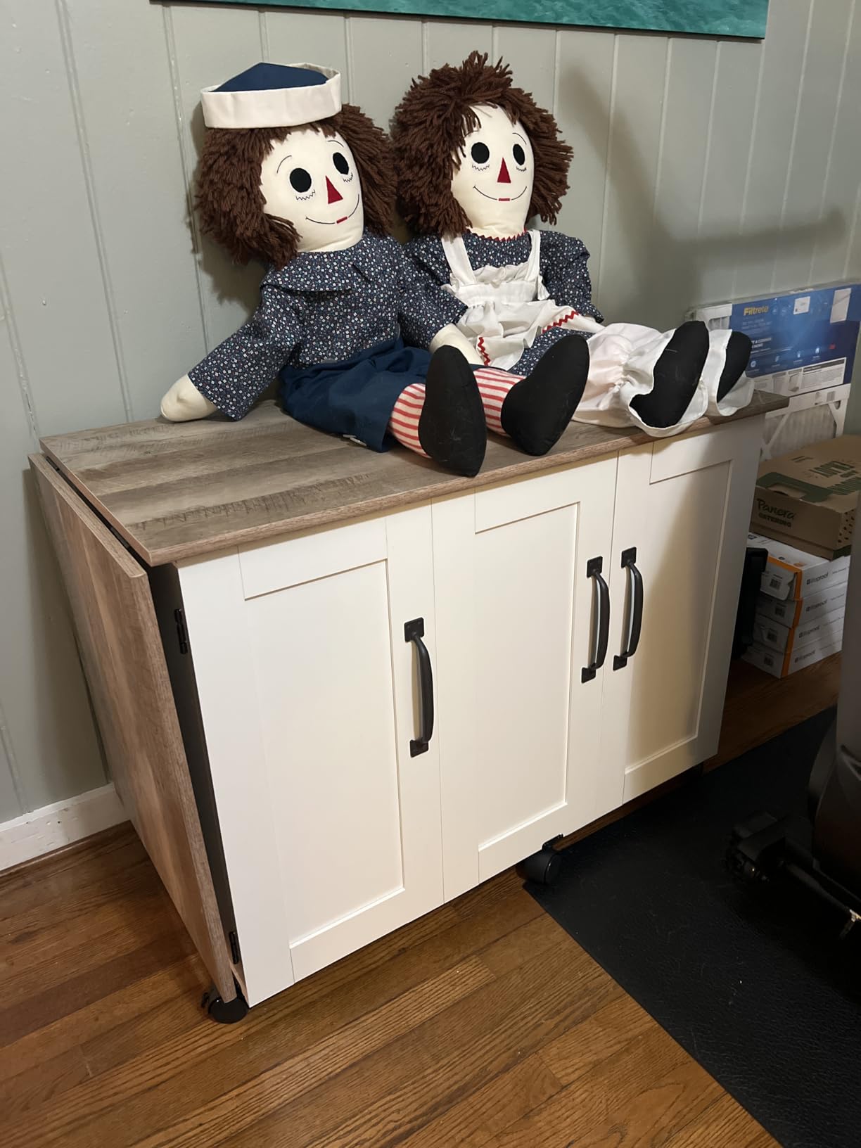 Sauder Miscellaneous Storage Easy Rolling Sewing and Craft Table/Cart/ Pantry cabinets, Cinnamon Cherry finish customer photo 1