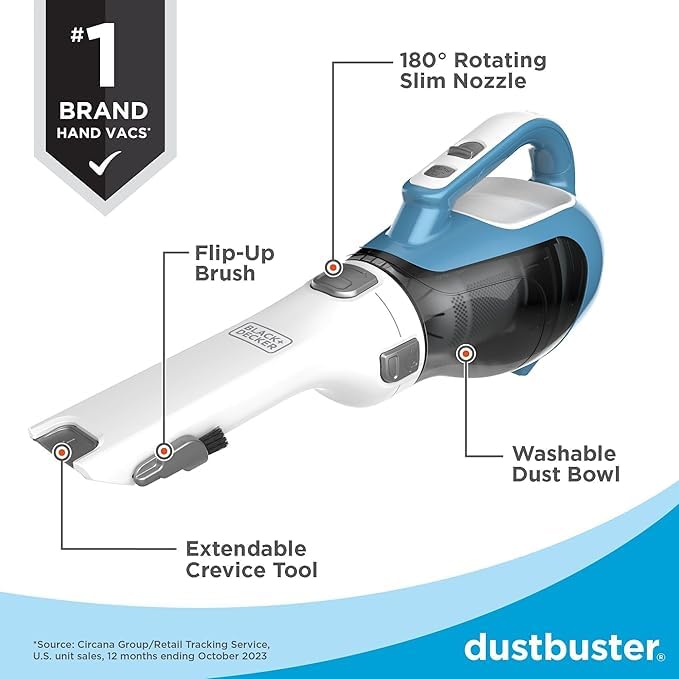 BLACK+DECKER dustbuster AdvancedClean Handheld Vacuum Cordless, Compact Home and Car Vacuum with Crevice Tool, Rotating Nozzle and Charging Station, Large Dust Bowl (CHV1410L) customer photo 1