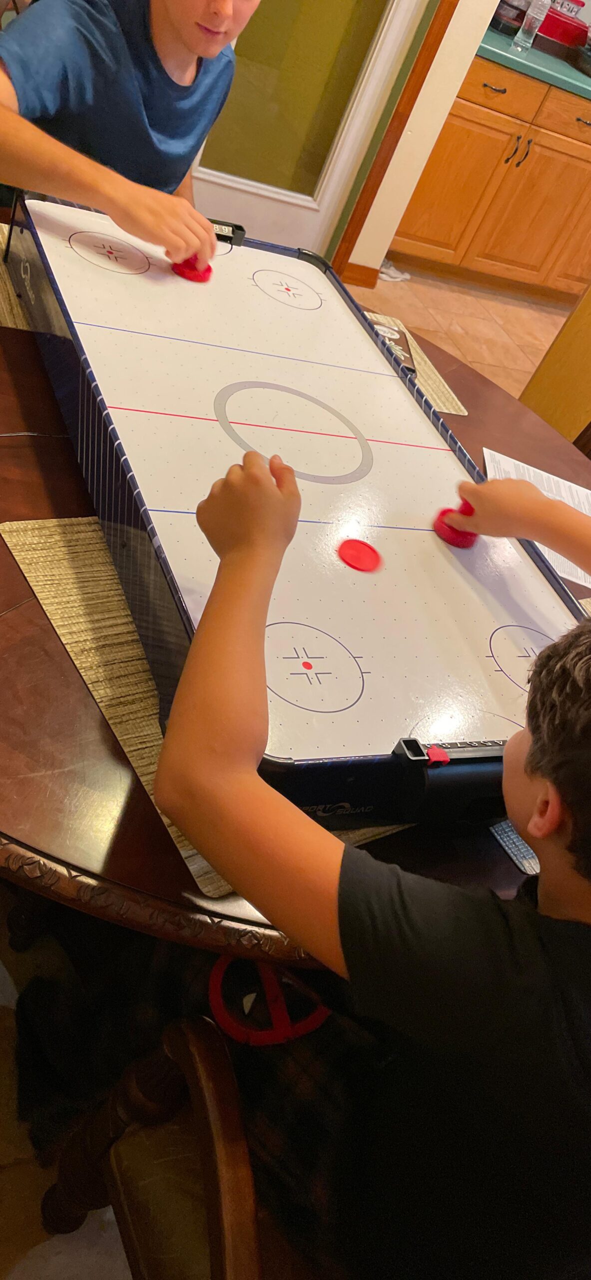Sport Squad HX40 40 inch Table Top Air Hockey Table for Kids and Adults - Electric Motor Fan - Includes 2 Pushers and 2 Air Hockey Pucks - Great for Playing on The Floor, Tabletop, or Dorm Room customer photo 1