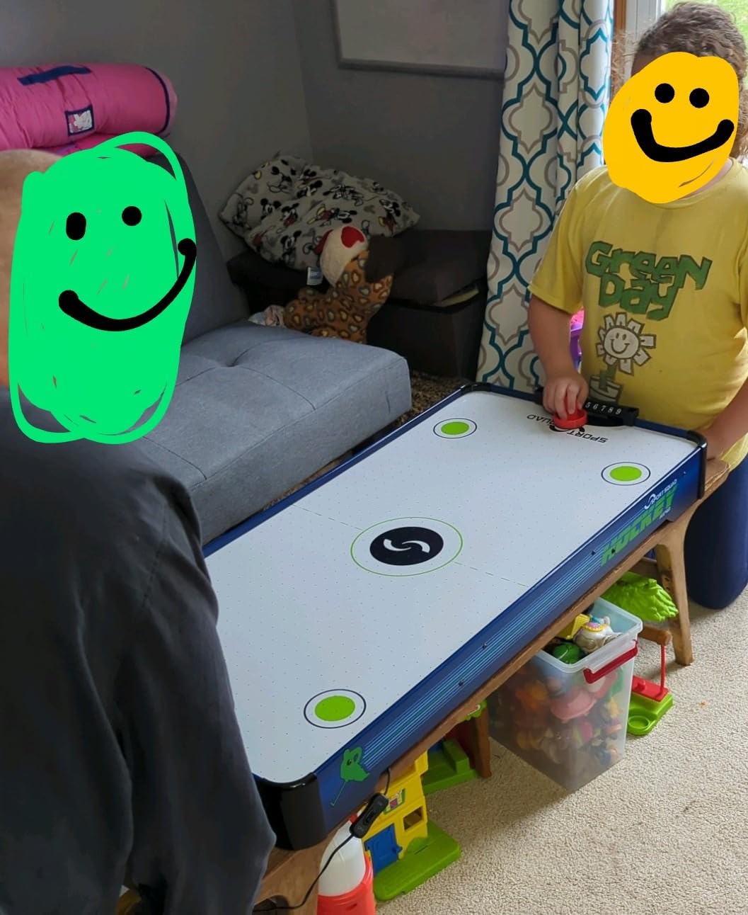 Sport Squad HX40 40 inch Table Top Air Hockey Table for Kids and Adults - Electric Motor Fan - Includes 2 Pushers and 2 Air Hockey Pucks - Great for Playing on The Floor, Tabletop, or Dorm Room customer photo 2