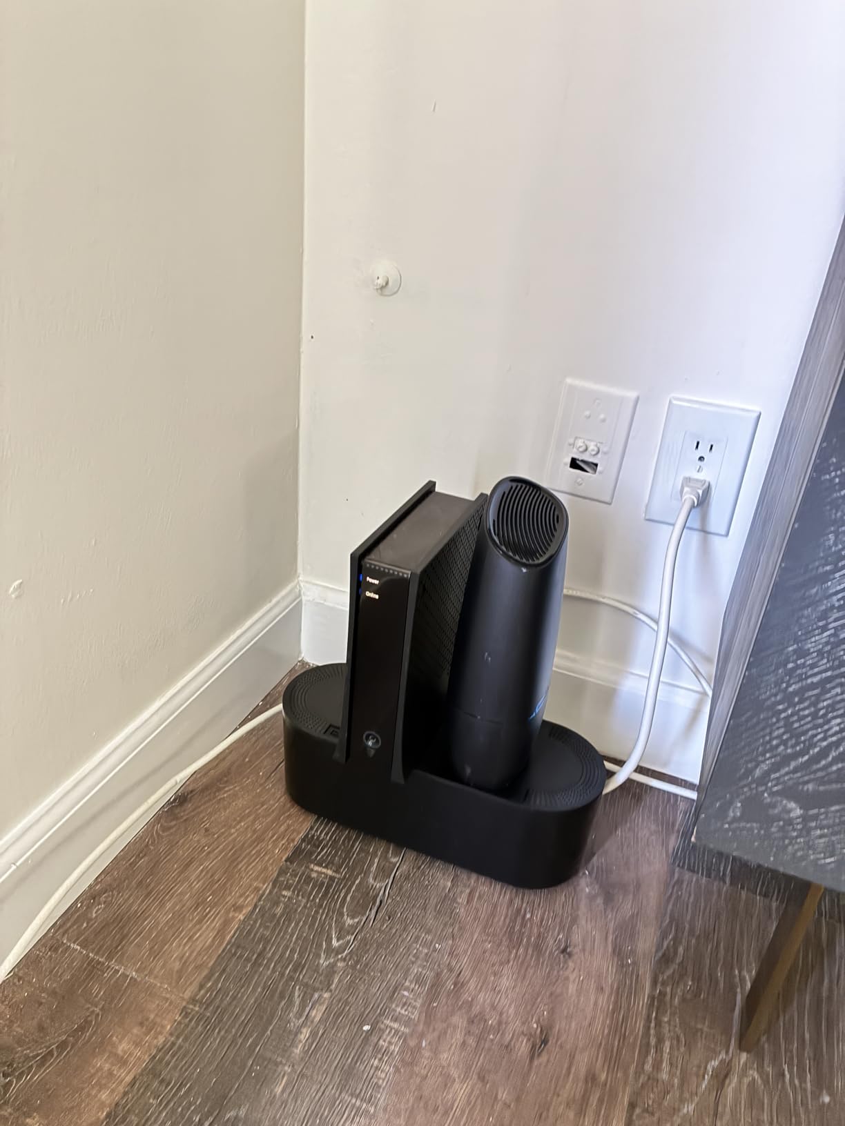 D-Line Cable Management Box, Power Strip Holder, Floor Outlet Hiders, Desk Cord Organizer, Cover TV Wires, Wire Storage - 16.5 in (Length) x 6.5in (Width) x 5.25in (Height) - Large, White customer photo 1