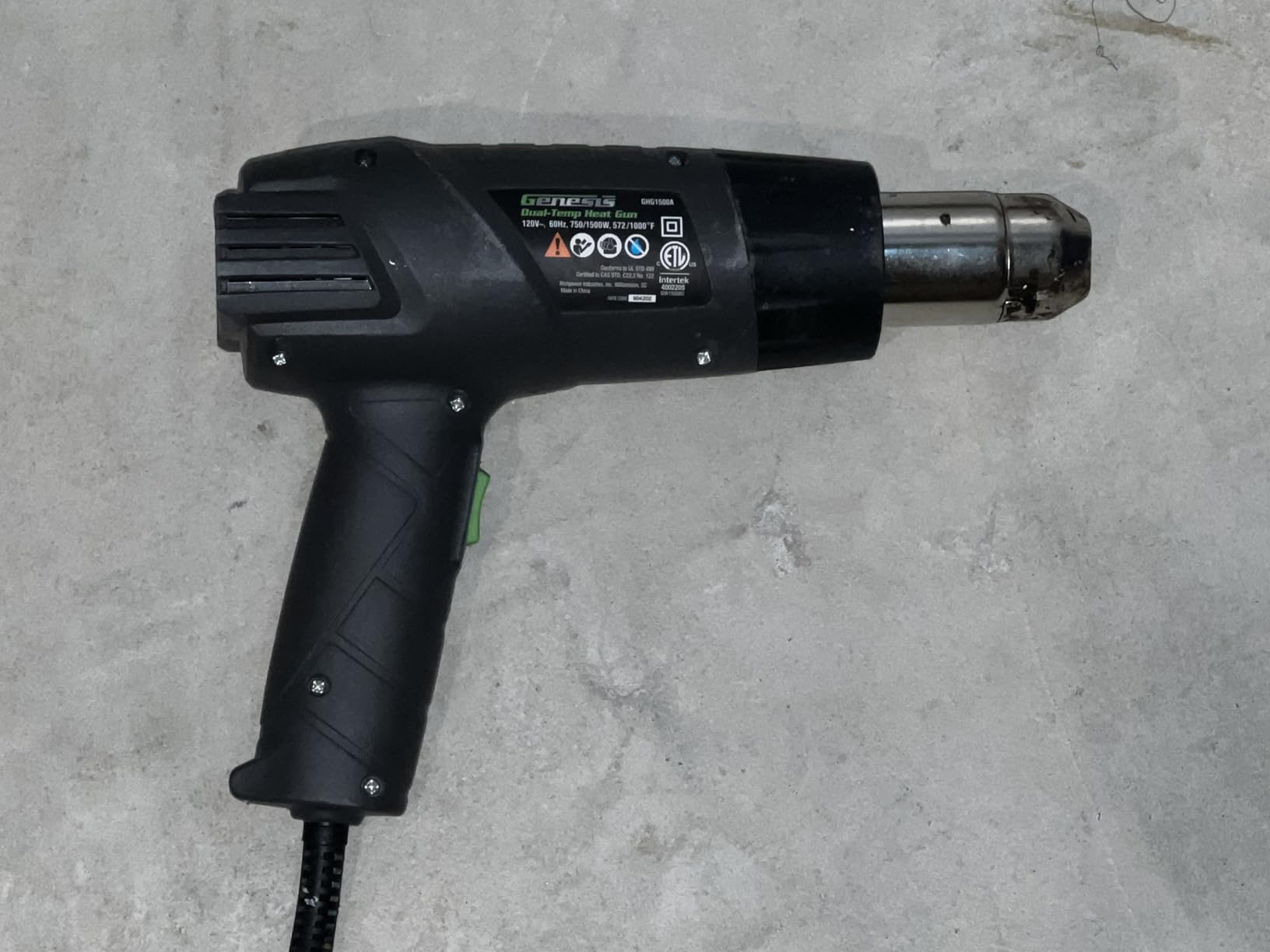 Genesis GHG1500A Dual Temperature Heat Gun Kit With Fast Heat High And Low Settings 572F/1000F, Air Reduction Nozzle, Reflector Nozzle, And Two Deflector Nozzles with 2 Year Warranty customer photo 1