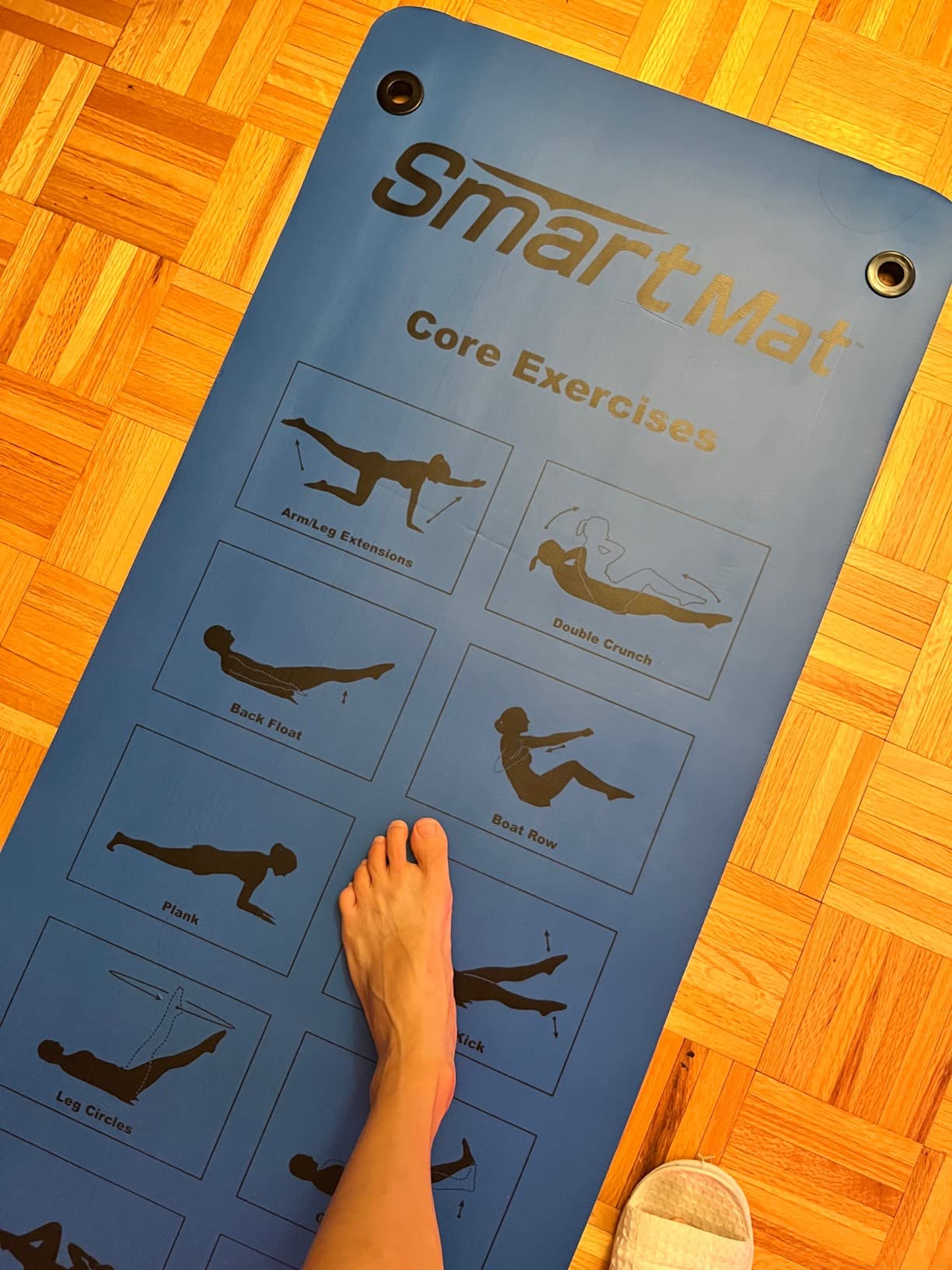 Prism Fitness 16mm Thick Smart Self-Guided Stretching and Exercise Mat for Yoga, Pilates, and Stretching, Blue customer photo 1