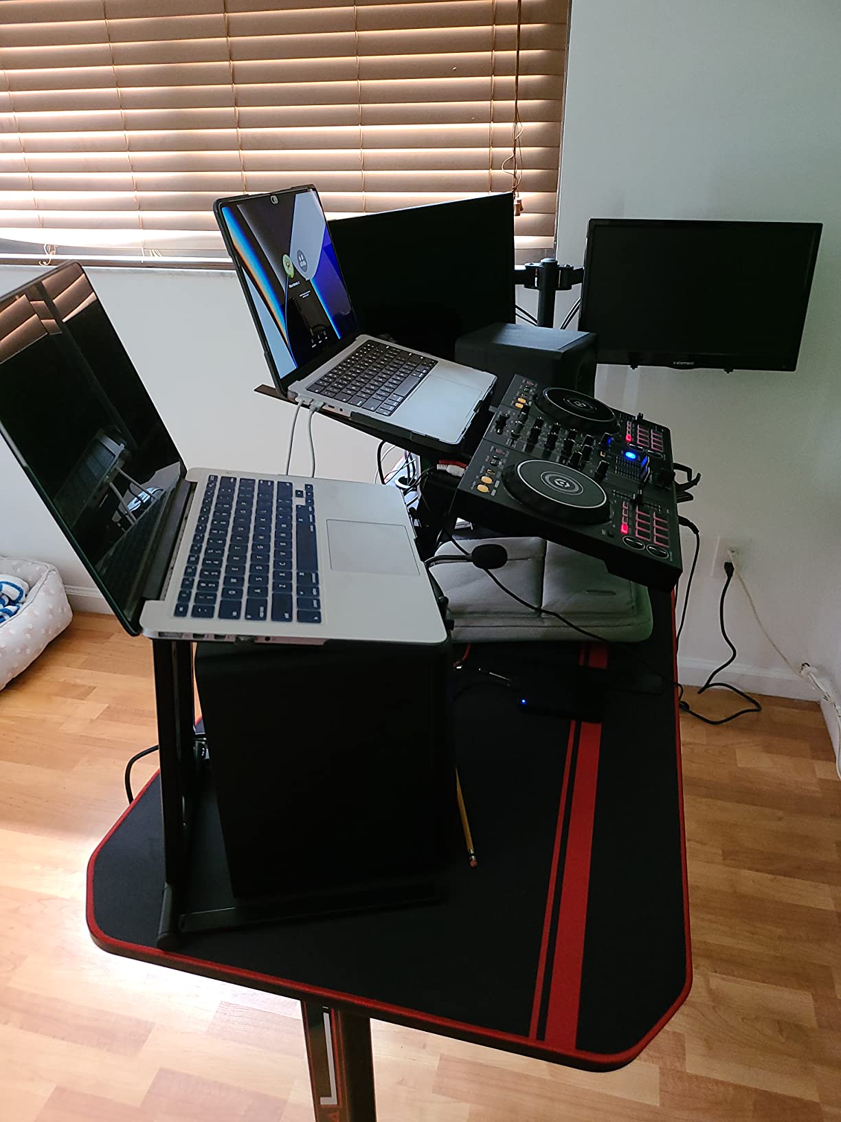 Pyle Portable Folding Laptop Stand - Foldable Laptop Stand with Adjustable Height, Secondary Accessory Tray for iPad, Tablet, DJ Mixer, Workstation, Gaming, Home Use and Carrying Bag Included customer photo 2