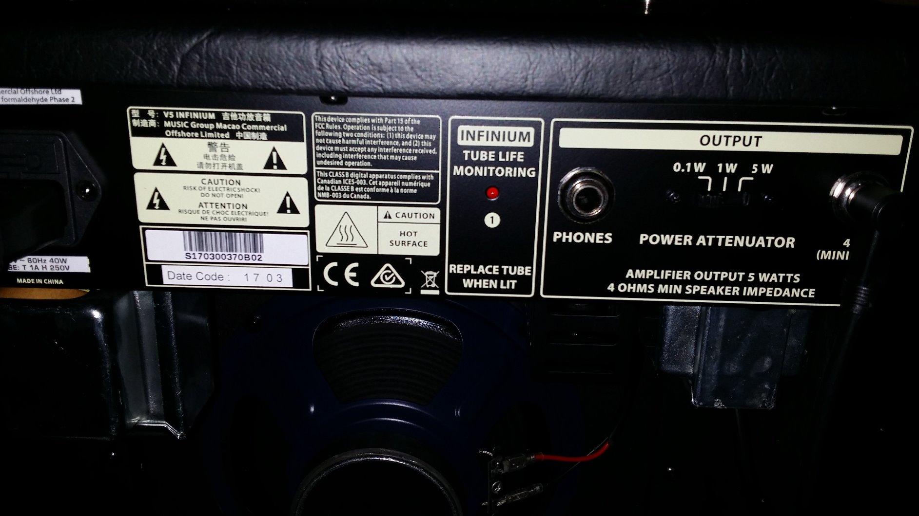 Bugera V5 INFINIUM 5-Watt Class-A Tube Amplifier Combo with INFINIUM Tube Life Multiplier, Original Turbosound Speaker, Reverb and Power Attenuator customer photo 2