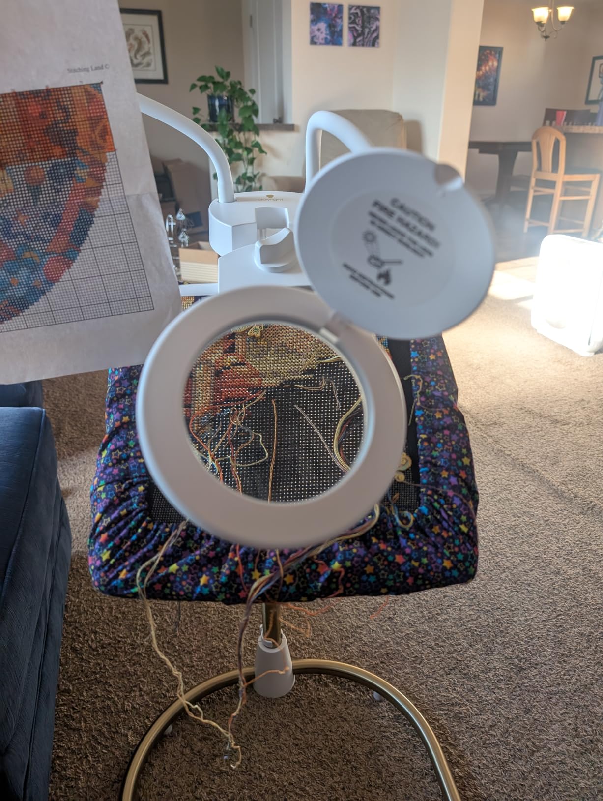 Daylight Company Stitchsmart Stand, Adjustable Embroidery Hoop Stand, Rotated Cross Stitch Stand, Hoop Holder, Hands Free Needlework Stand for Art Craft Sewing Projects,White customer photo 1