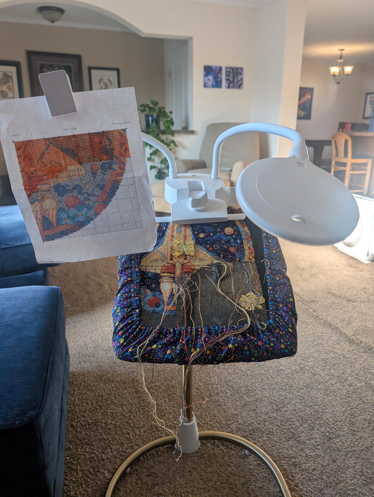 Daylight Company Stitchsmart Stand, Adjustable Embroidery Hoop Stand, Rotated Cross Stitch Stand, Hoop Holder, Hands Free Needlework Stand for Art Craft Sewing Projects,White customer photo 2