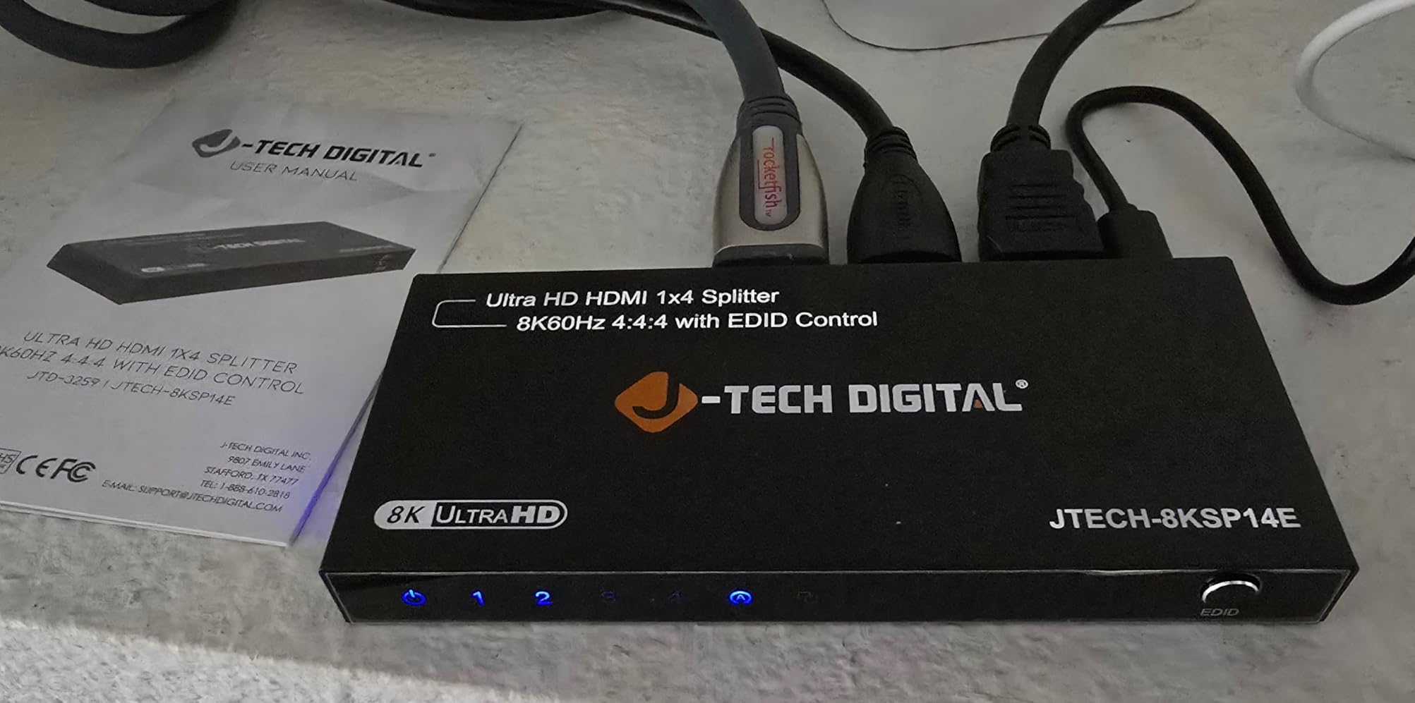 HDMI Splitter 1 In 8 Out 4K 60Hz Premium Quality 4K Ultra HD, HDMI Splitter for Multiple Monitors Duplicate/Mirror by J-Tech Digital [JTD4KSP0108] customer photo 1