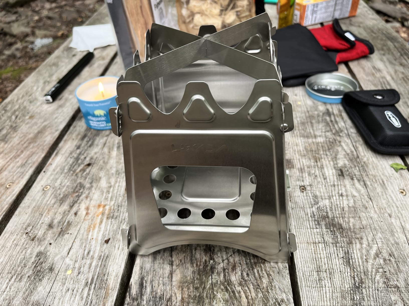 Lixada Camping Wood Stove Folding Lightweight Stainless Steel Wood Burning Stoves Portable Backpacking Stove for Outdoor Camping Hiking Backpacking Picnic Hunting BBQ customer photo 2