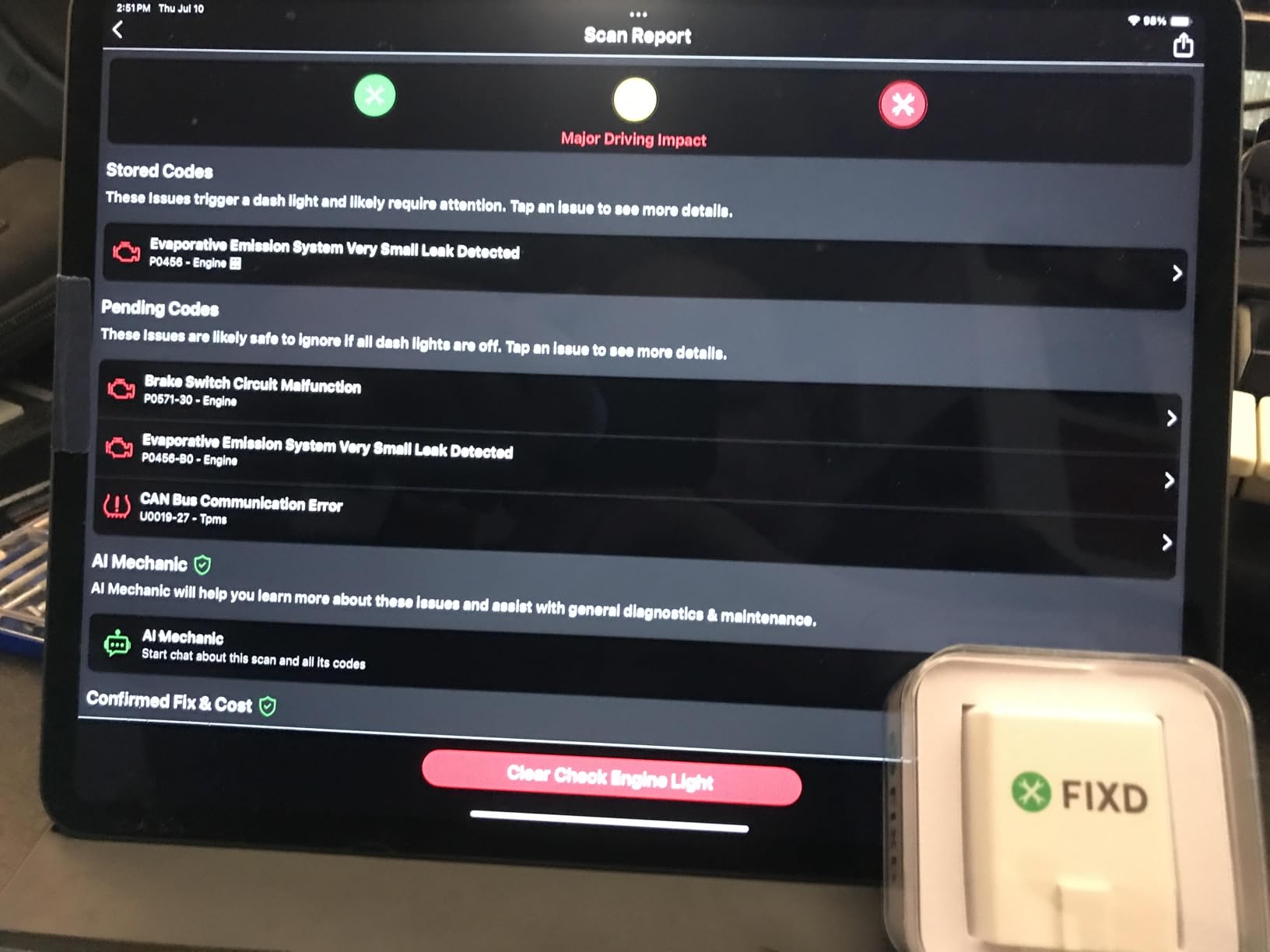 FIXD Bluetooth OBD2 Scanner for iPhone & Android - Diagnostic Scan Tool for Repairs and Car Buying - Check Engine Code Reader & Enhanced Codes - (1 Pack w/Free 14-Day FIXD Premium Bundle) customer photo 1