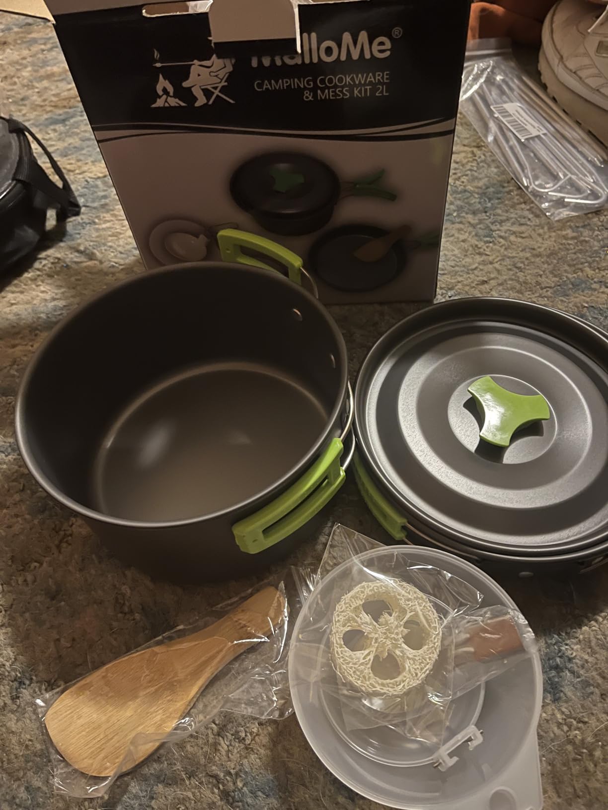 MalloMe Camping Cookware Mess Kit for Backpacking Gear - Camping Cooking Set - Camping Pots and Pans Set - Backpacking Stove/Portable Stove Compatible - Camp Kitchen Equipment Accessories Pot customer photo 1