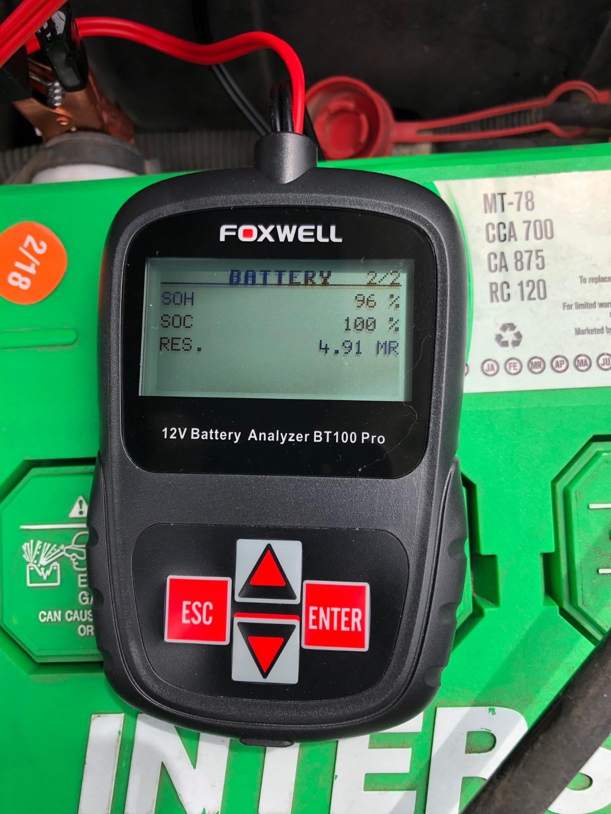 FOXWELL BT100 PRO Car Battery Tester, 12V Battery Load Tester, 100-1100CCA Automotive Digital Battery Analyzer for Car Truck Motorcycle SUV Boat Marine RV & Pickup customer photo 1