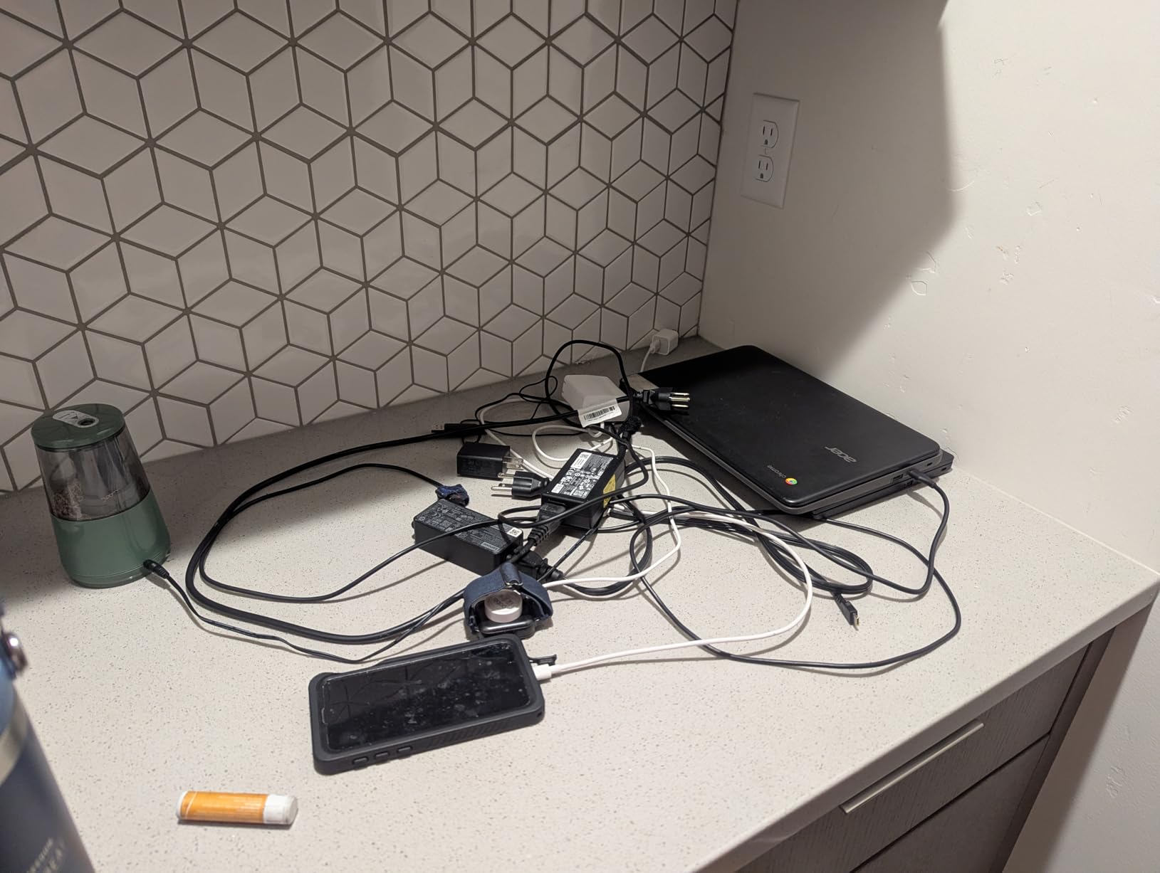 Prosumer's Choice Wooden Charging Station Organizer - 5-Port Base for Phones, Tablets and Laptops - Multi-Device Docking Station with Removable Divider Slots - Cord Box with Cable Management - Bamboo customer photo 2