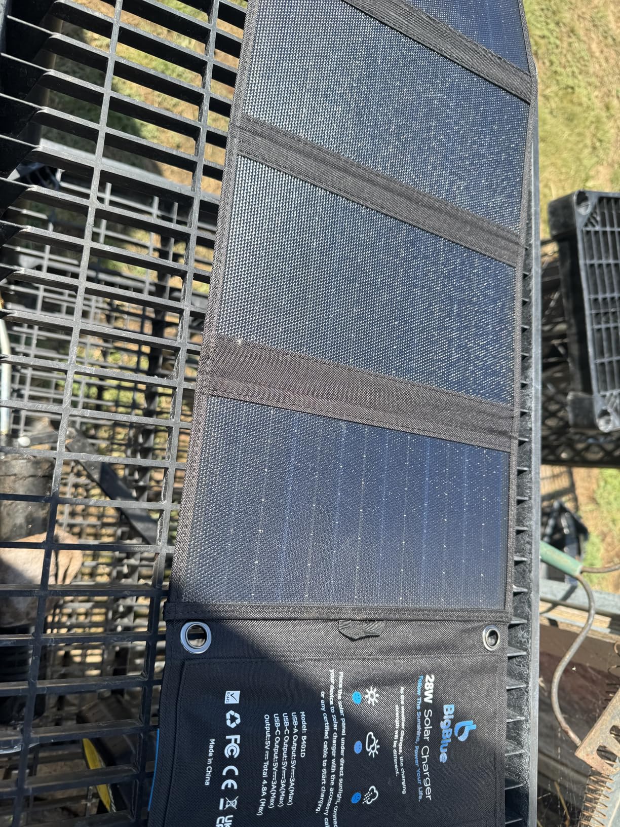 BigBlue 28W Solar Panel Charger with Dual USB-C and USB-A, Portable Solar Phone Charger for Camping, Hiking, Backpacking, Emergency Solar Charger for iPhone, iPad, Samsung Galaxy, Power Bank, GPS etc customer photo 1