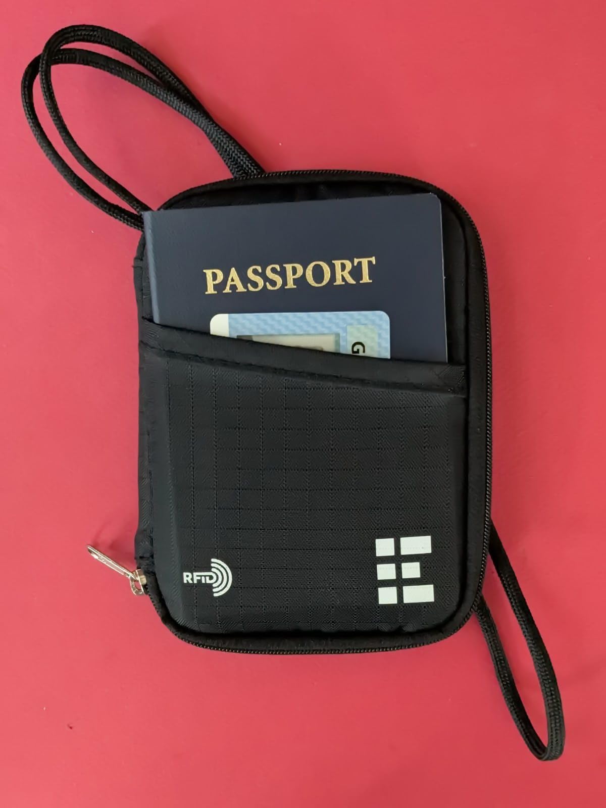 RFID Passport Holder & Travel Wallet, Zippered Wallet for Men & Women, Fits Passport, Cards, Cash, Tickets, ID, Sim Card, AirTag; Premium & Compact Travel Document Holder - Midnight Black customer photo 1