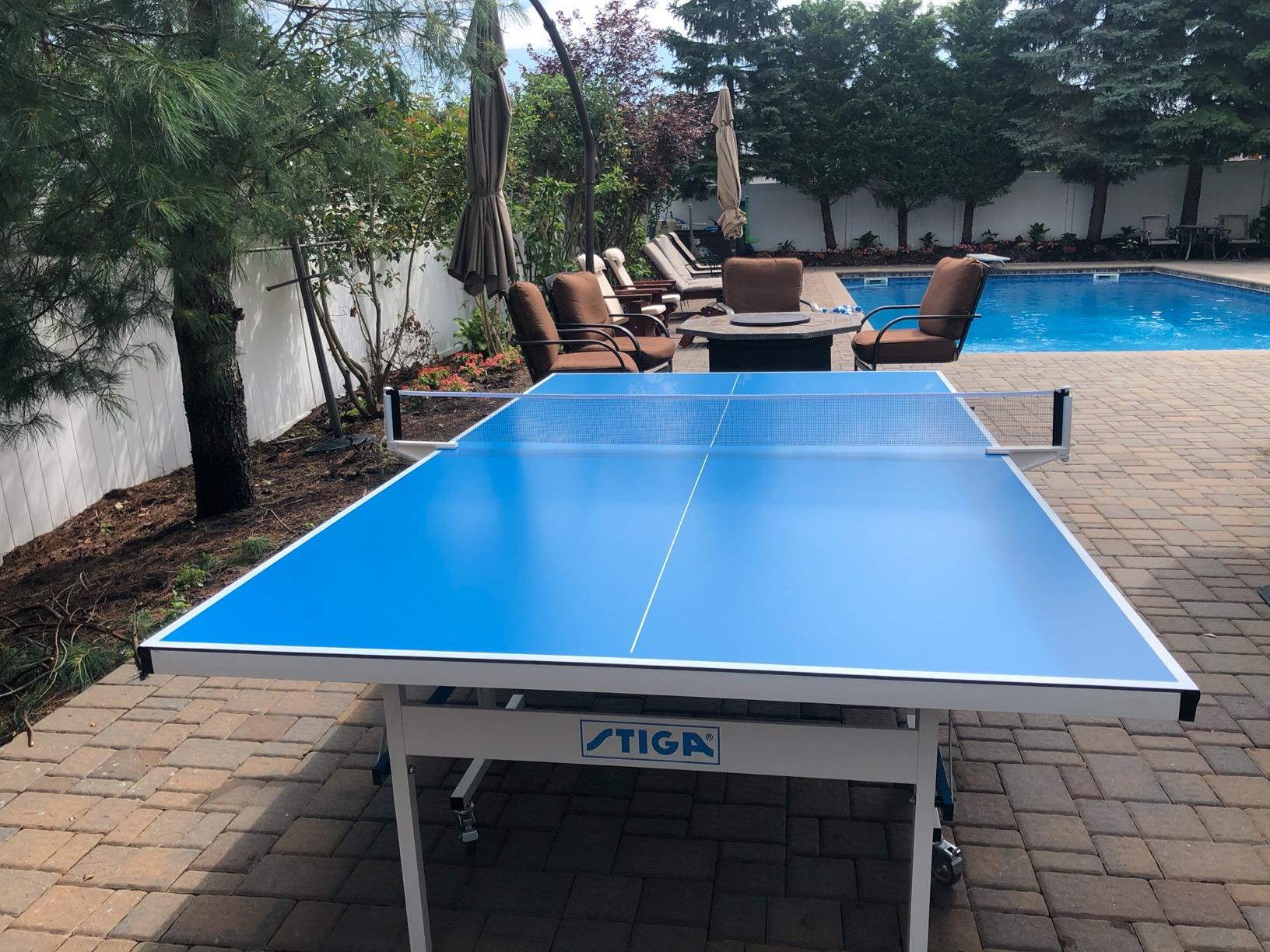 STIGA Outdoor Table Tennis Table - All-Weather Waterproof Aluminum Ping Pong Table with Net & Post, QuickPlay Assembly, 108