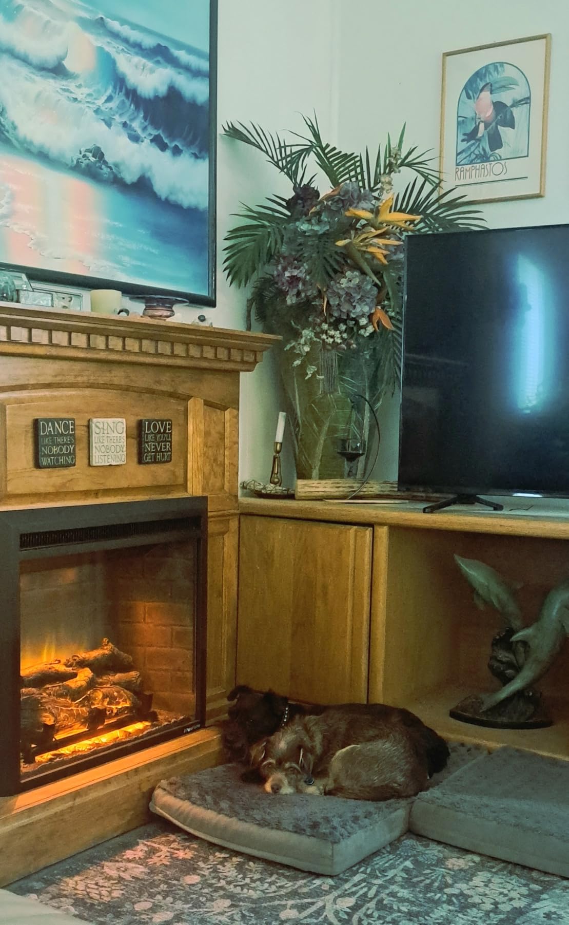 PuraFlame Western Electric Fireplace Insert with Fire Crackling Sound, Remote Control, 750/1500W, Black, 33 1/16 Inches Wide, 25 9/16 Inches High customer photo 1