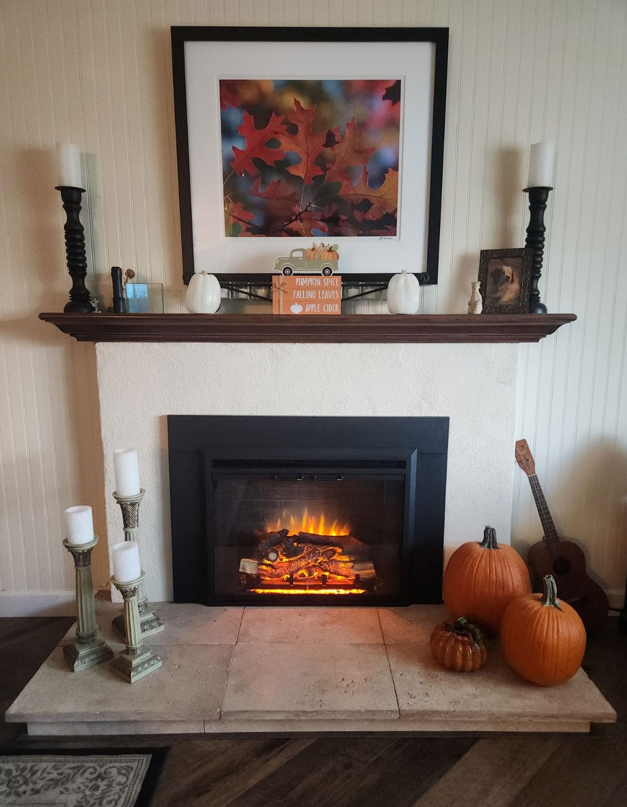 PuraFlame Western Electric Fireplace Insert with Fire Crackling Sound, Remote Control, 750/1500W, Black, 33 1/16 Inches Wide, 25 9/16 Inches High customer photo 2