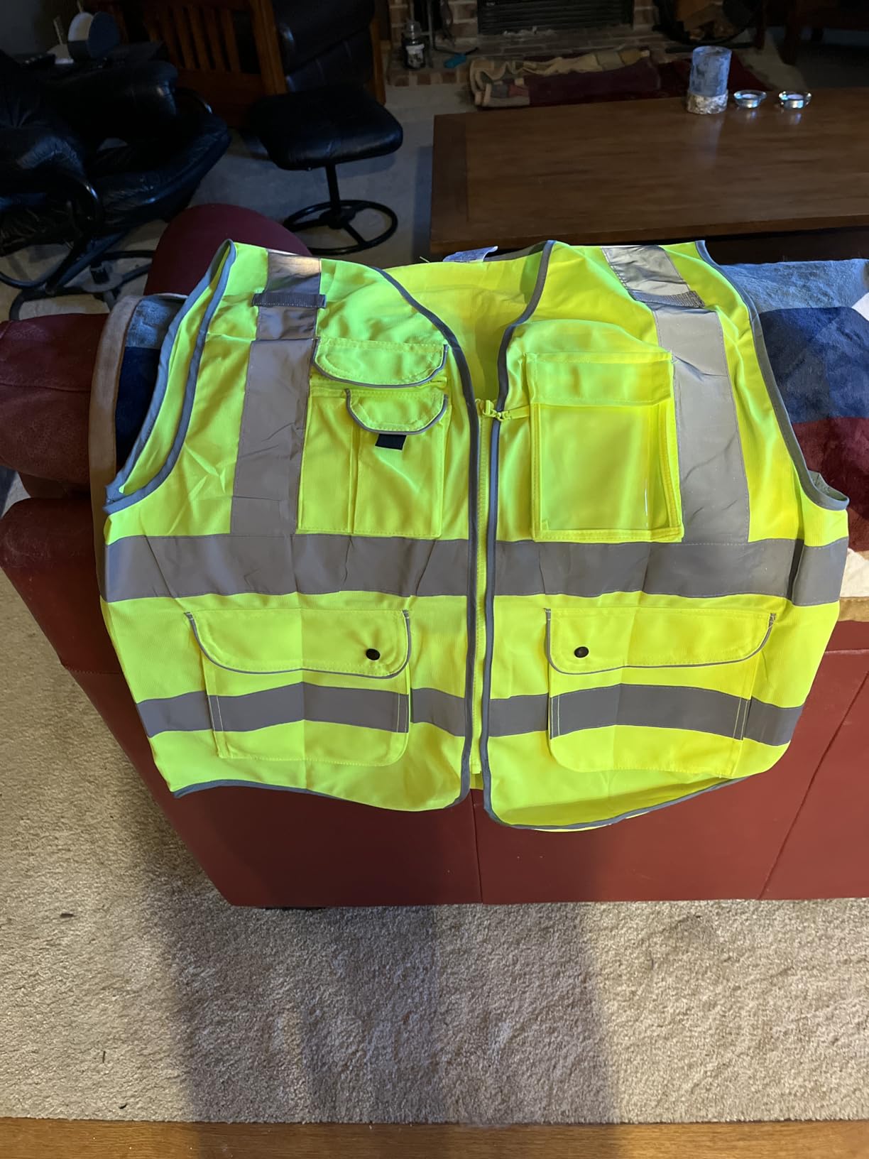 JKSafety 9 Pockets Class 2 High Visibility Zipper Front Safety Vest With Reflective Strips,Meets ANSI/ISEA Standard (Large, 150-Yellow) customer photo 2