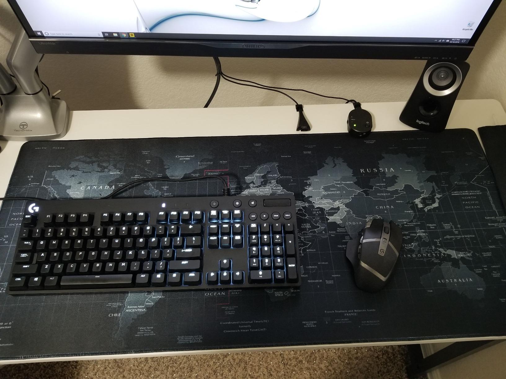 JIALONG Large Gaming Mouse Pad Extended Desk Mat XXL Mousepad with Non-Slip Keyboard Pad for Office Laptop, Computer and PC - 35.4 x 15.7 inches World Map customer photo 1