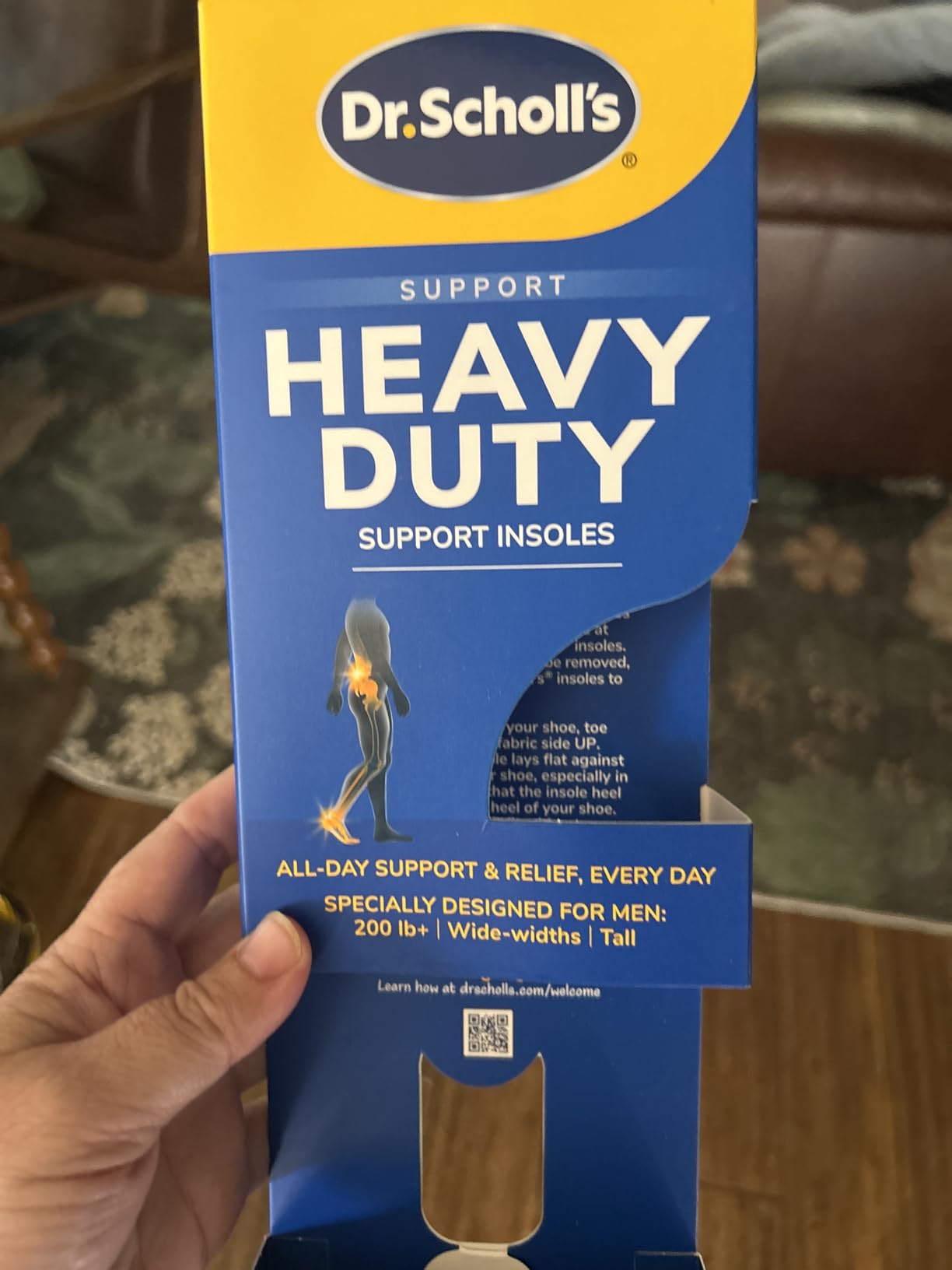 Dr. Scholl's Heavy Duty Support Insole Orthotics, Big & Tall, 200lbs+, Wide Feet, Shock Absorbing, Arch Support, Distributes Pressure, Trim to Fit Inserts, Work Boots & Shoes, Men Size 8-14, 1 Pair customer photo 1