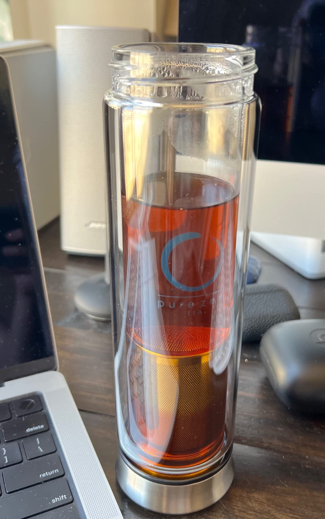 Pure Zen Tea Tumbler with Infuser - Double Wall Glass Travel Mug with Stainless Steel Filter - Leakproof Tea Infuser Bottle for Loose Leaf Infusions and Fruit Infused Water - Unique Gift Set - 13 oz customer photo 2