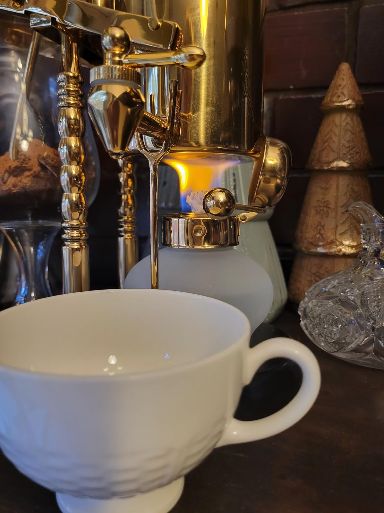 Diguo Belgian/Belgium Family Balance Siphon/Syphon Coffee Maker, Elegant Double Ridged Fulcrum with Tee handle (Classic Gold) customer photo 2