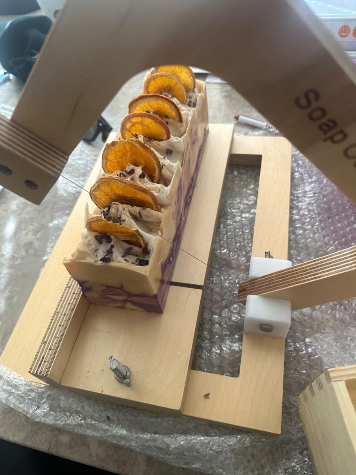 Ogrmar Silicone Soap Molds Kit-42 oz Wooden Silicone Rectangular Mold with Stainless Steel Wavy & Straight Scraper for Soap Cake Making (Purple) customer photo 1