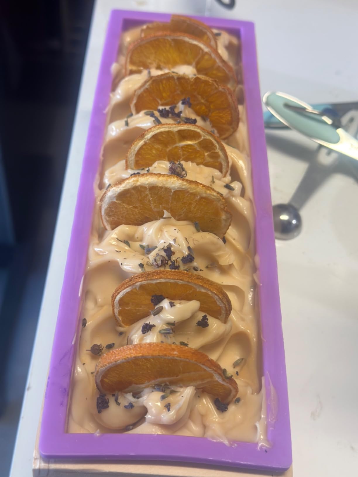 Ogrmar Silicone Soap Molds Kit-42 oz Wooden Silicone Rectangular Mold with Stainless Steel Wavy & Straight Scraper for Soap Cake Making (Purple) customer photo 2