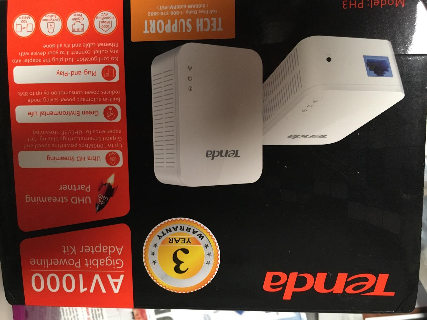 Tenda AV1000 Powerline Adapter Kit with Gigabit Ports, Powerline Extender, Plug and Play, for HD/3D/4K Video Streaming and Gaming (PH3) customer photo 1