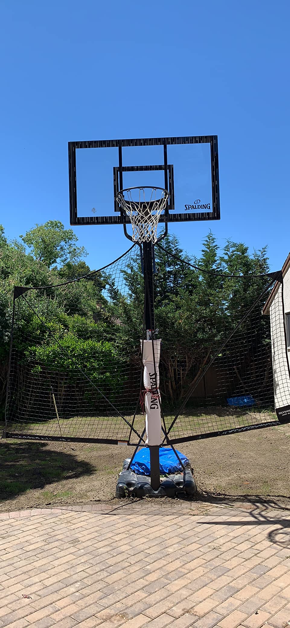 Silverback Basketball Yard Guard Defensive Net System Rebounder with Foldable Net and Arms into Pole, White/Black, Large customer photo 1