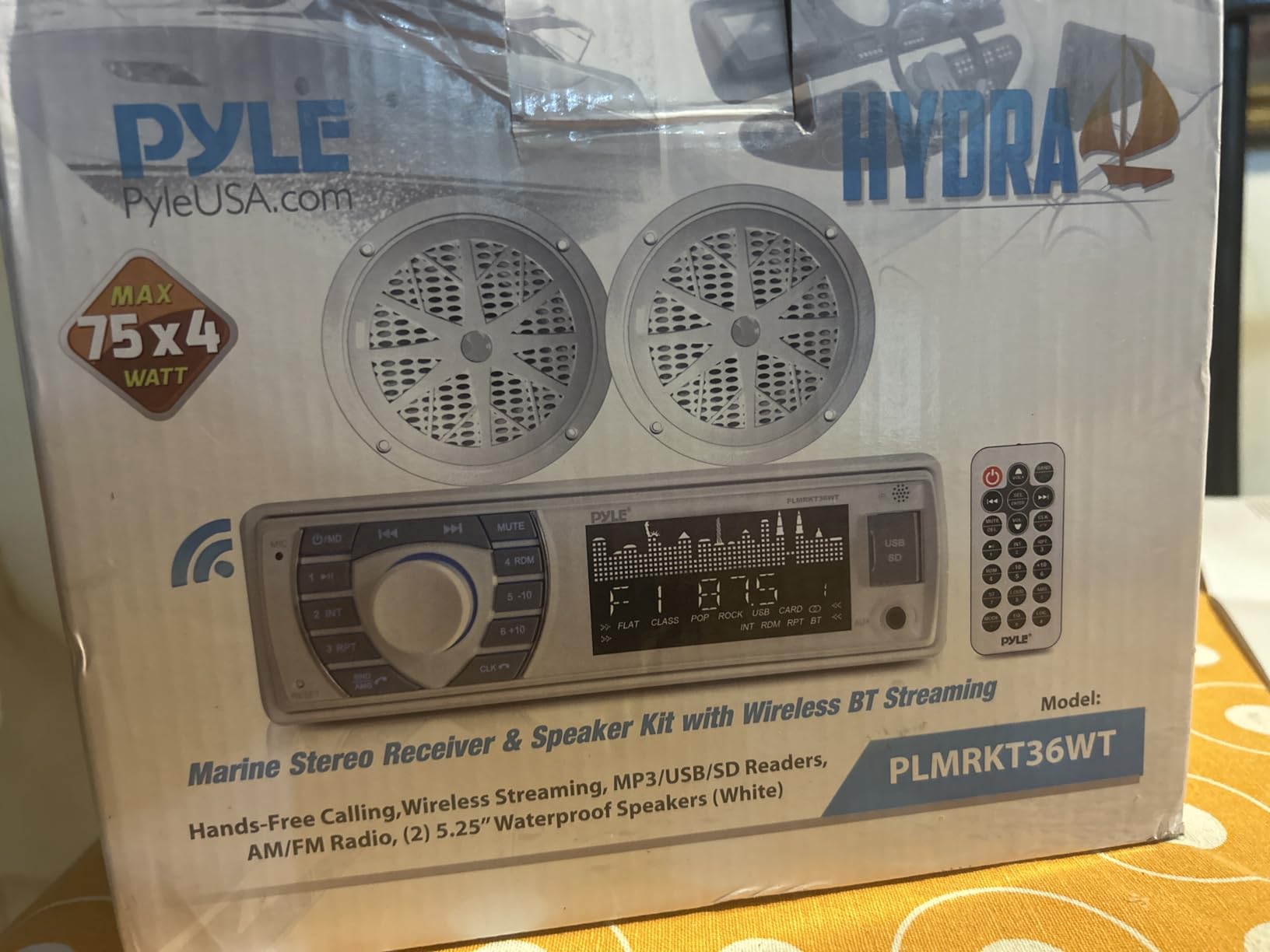 Pyle Marine Headunit Receiver Speaker Kit - In-Dash LCD Digital Stereo Built-in Bluetooth & Microphone w/ AM FM Radio System 5.25'' Waterproof Speakers (2) MP3/SD Readers & Remote Control-PLMRKT46BK customer photo 2