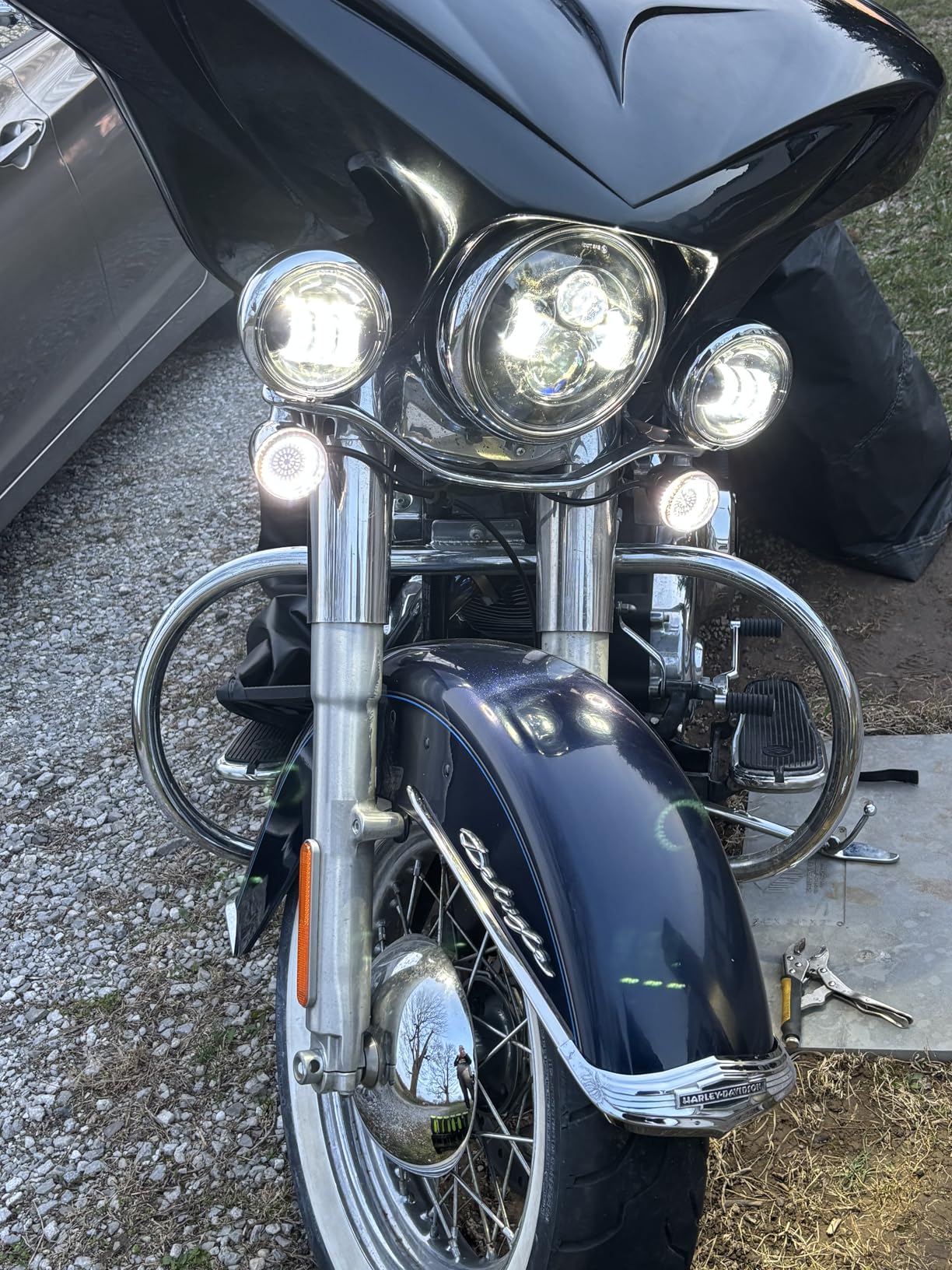 SUNPIE Compatible with H_arley Motorcycle 7 Inch Head light Fog Lights Combo, Compatible with Road King Road/Street/Electra Glide customer photo 2