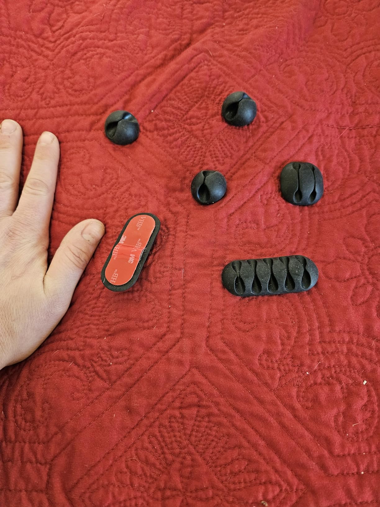 OHill 16-Pack Black Cord Organizer - Adhesive Cable Clips Holder for Desk, Wall, Car - Wire Management Clips for iPhone Charger, USB, Computer Cables -Cord Keepers with Strong Sticky Backing customer photo 2