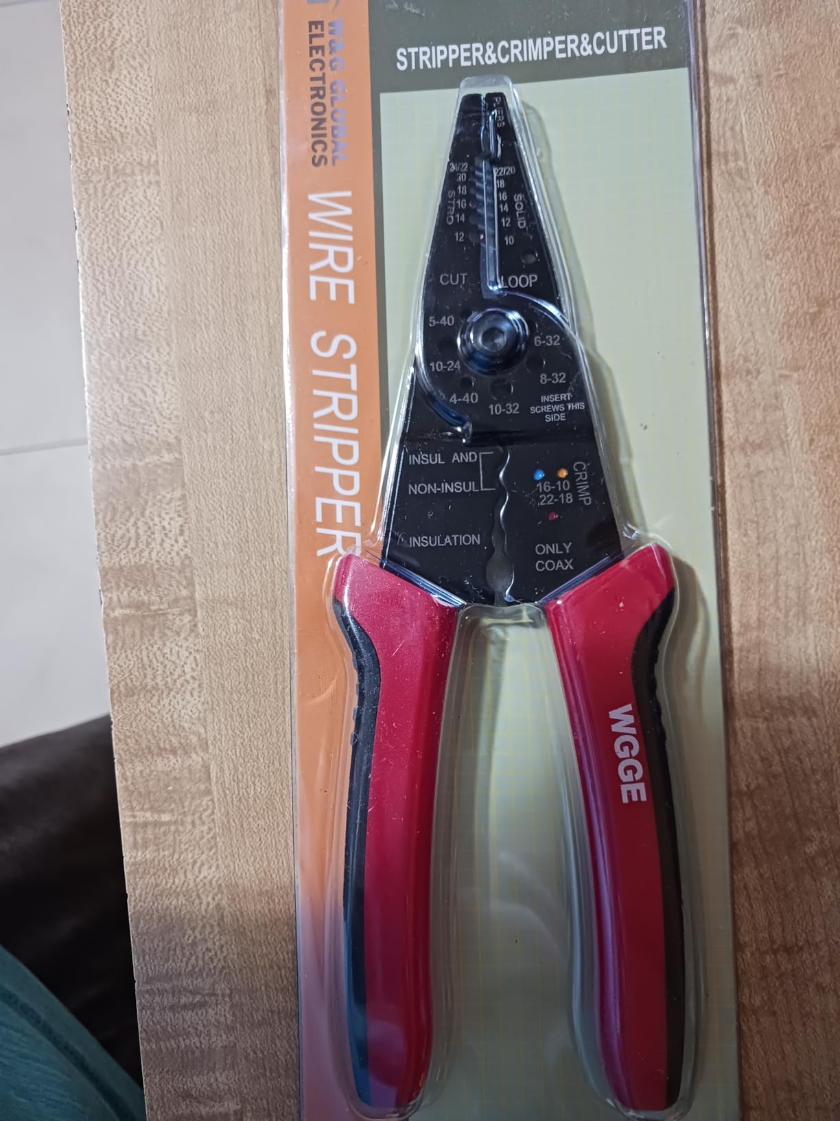 WGGE WG-015 Professional 8-inch Wire Stripper/Crimping Tool, Cable Cutter/Crimper, Wiring and Multi-Function Hand Tool, Red With Black customer photo 1