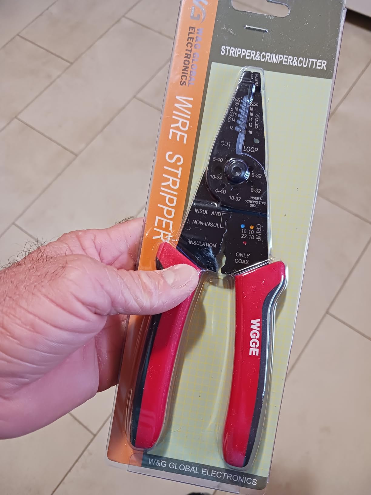 WGGE WG-015 Professional 8-inch Wire Stripper/Crimping Tool, Cable Cutter/Crimper, Wiring and Multi-Function Hand Tool, Red With Black customer photo 2