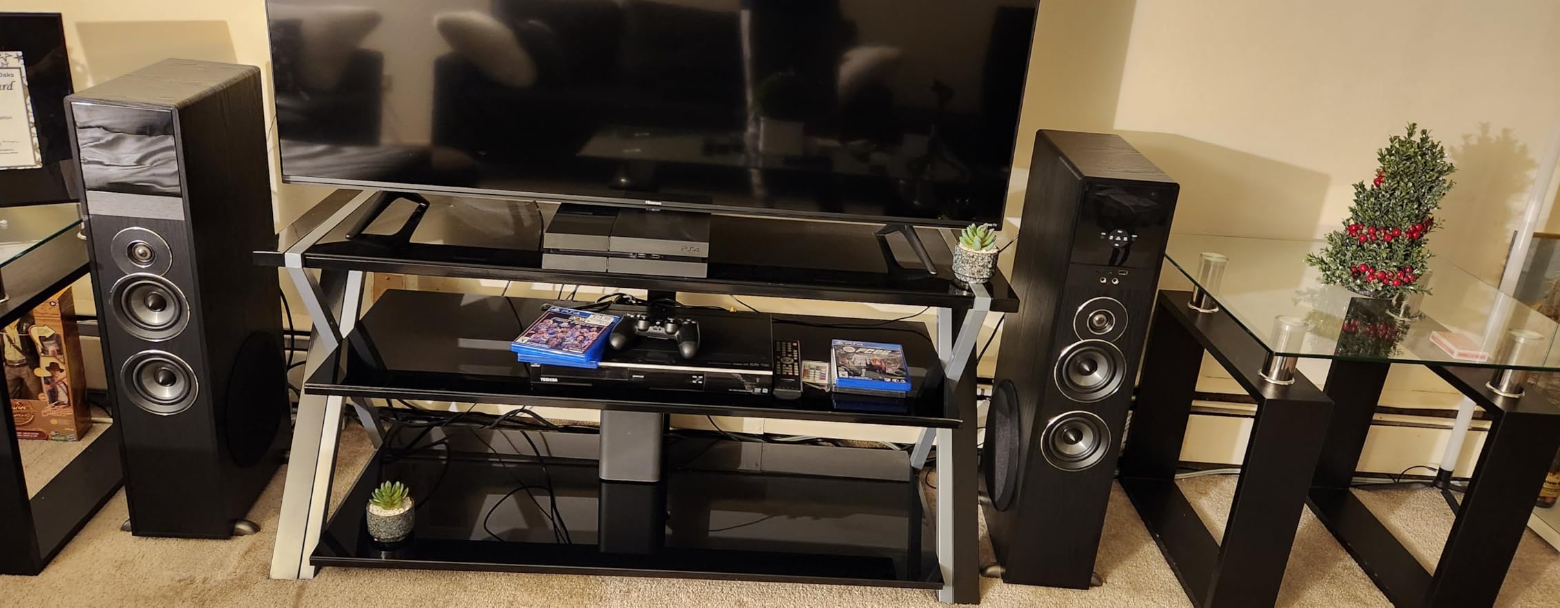 Rockville TM80B Powered Home Theater Tower Speaker System, Black, 800W, 8