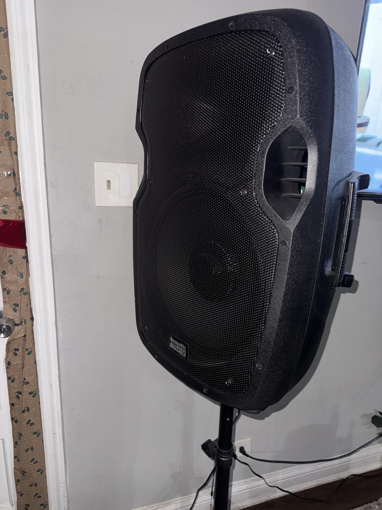 Acoustic Audio by Goldwood 1000W Bluetooth Speaker w/ Flashing LED, Large Plug-In PA System w/ Stand, Mic, & Remote for Karaoke, DJ, or Tailgate Party customer photo 1