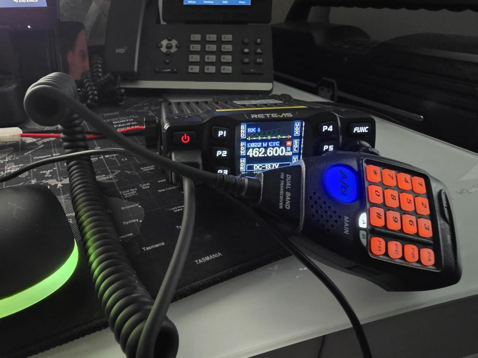 Retevis RT95 Mobile Ham Radio, Dual Band Mobile Radio, Chirp, Dual Speaker, Rotatable LCD Display, 2m 70cm Ham Radio Base Station, Mobile Transceiver with Cable customer photo 1