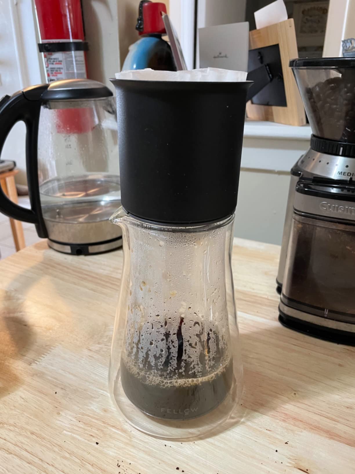 Fellow Stagg [XF] Pour-Over Coffee Maker Set - Stainless Steel Dripper, 20 oz Double Wall Glass Carafe & 30 Paper Filters, Built-in Ratio Aid, No Plastic Brewing, Matte Black customer photo 2