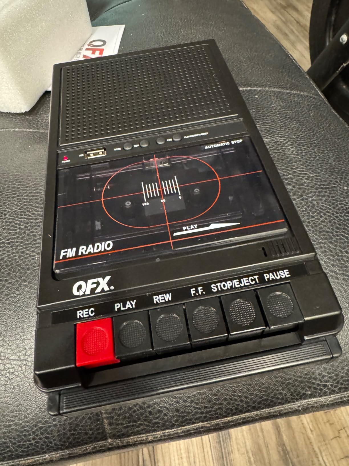 QFX RETRO-39 Portable Shoebox Cassette Tape Recorder - USB to Cassette Recording, Built-in Microphone, 3.5