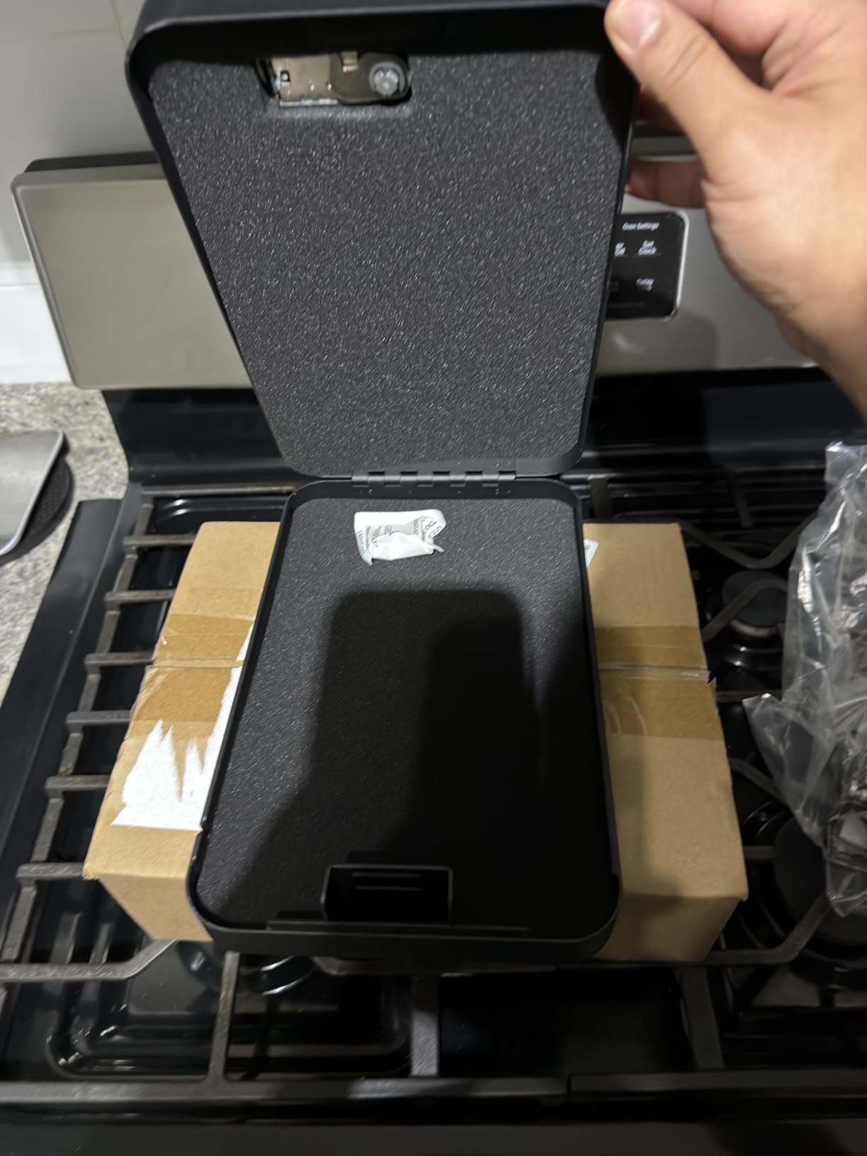 Amazon Basics Portable Security Case Lock Box Safe with Combination Lock for Valuables, Documents, College Dorm Room, XL, Black customer photo 2